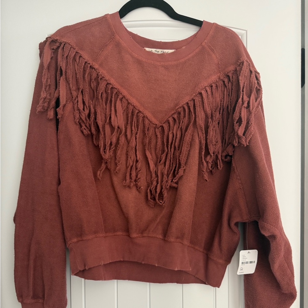 We the free fringe crew neck sweater